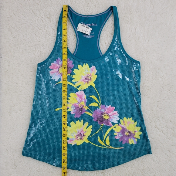 Aeropostale Clear Sequins Flower Racerback Top - Picture 5 of 14